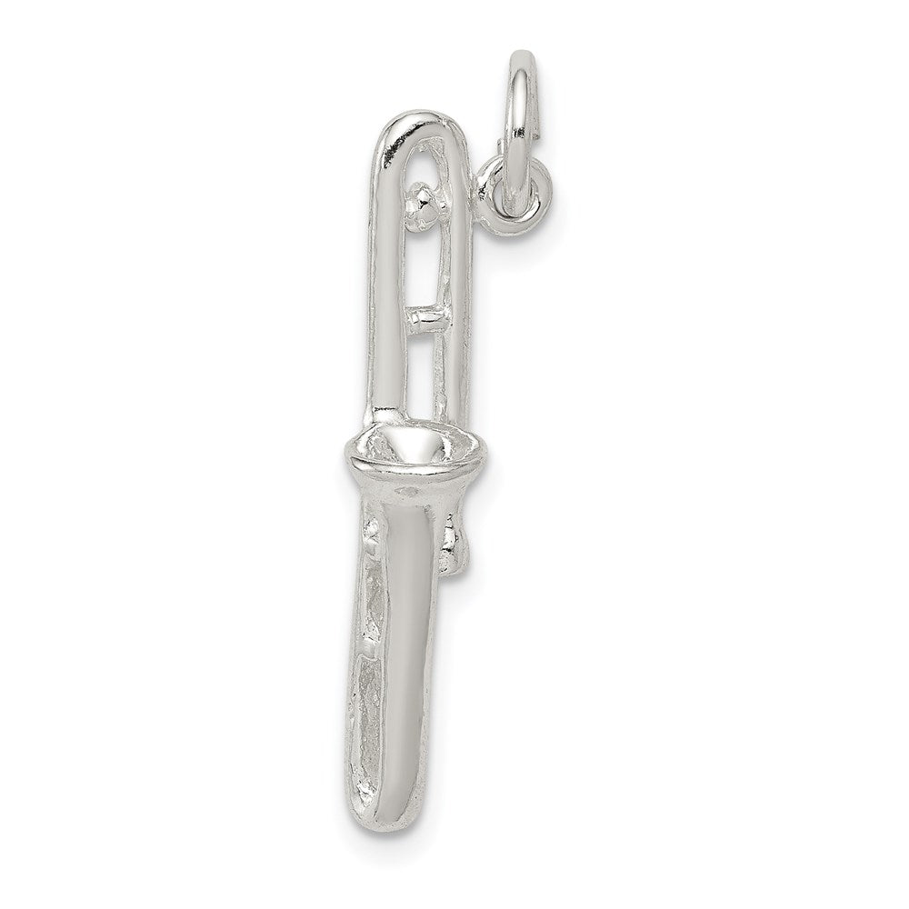 Sterling Silver Trombone Charm, 25 x 5.5 mm