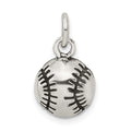 Sterling Silver Antiqued Baseball Charm, 16 x 11 mm