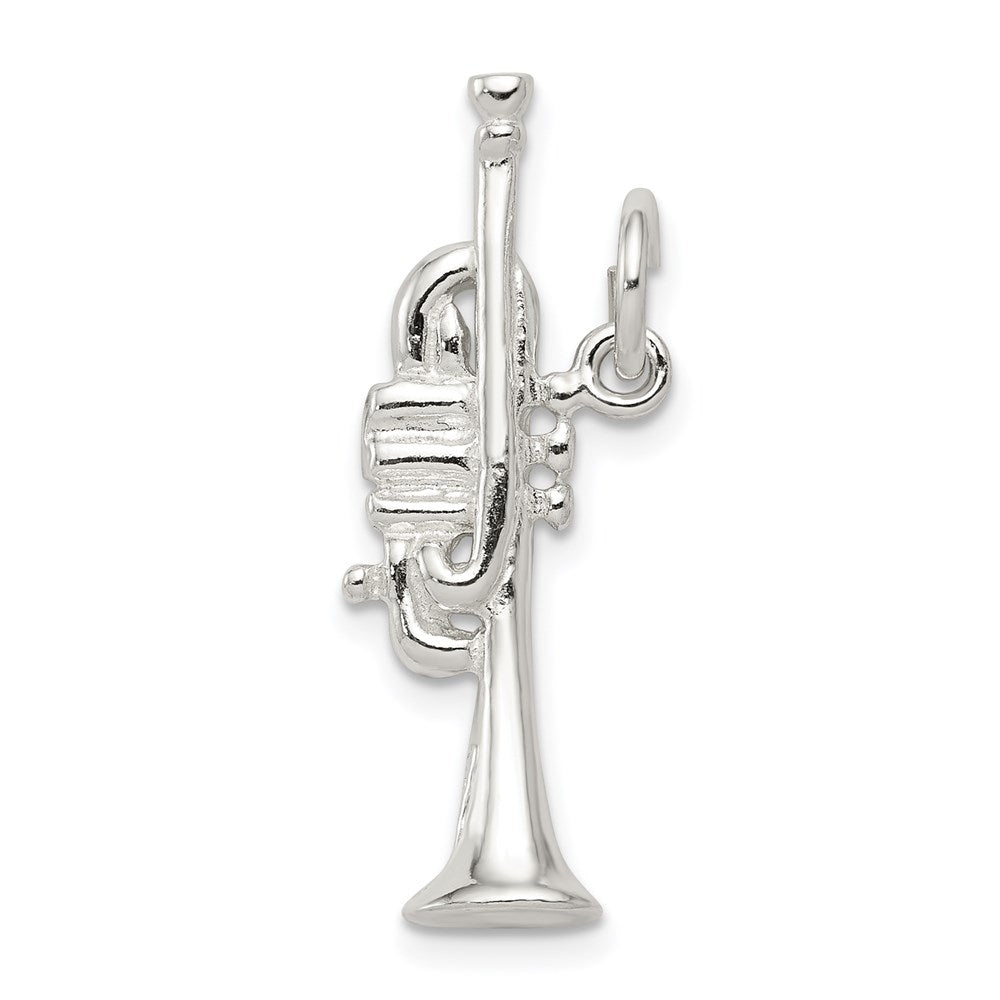 Sterling Silver Trumpet Charm, 12 x 28 mm