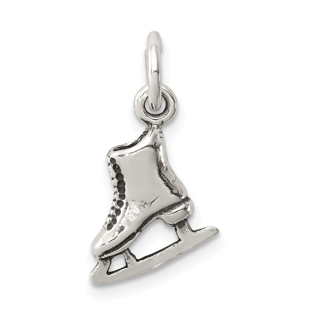 Sterling Silver Antiqued Ice Skate Charm, 22 x 10 mm