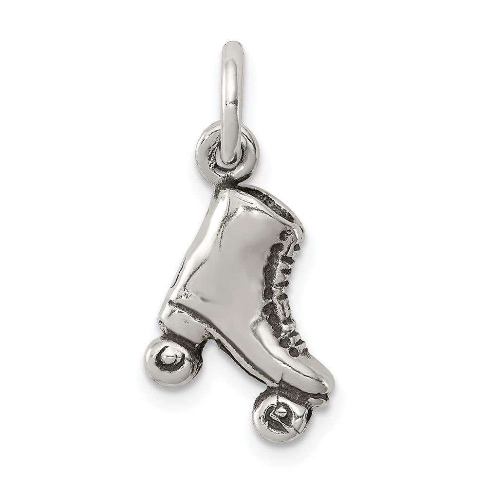 Sterling Silver Antiqued Roller-skate Charm, 17 x 10 mm
