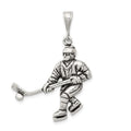 Sterling Silver Antiqued Hockey Player Charm, 37 x 28 mm