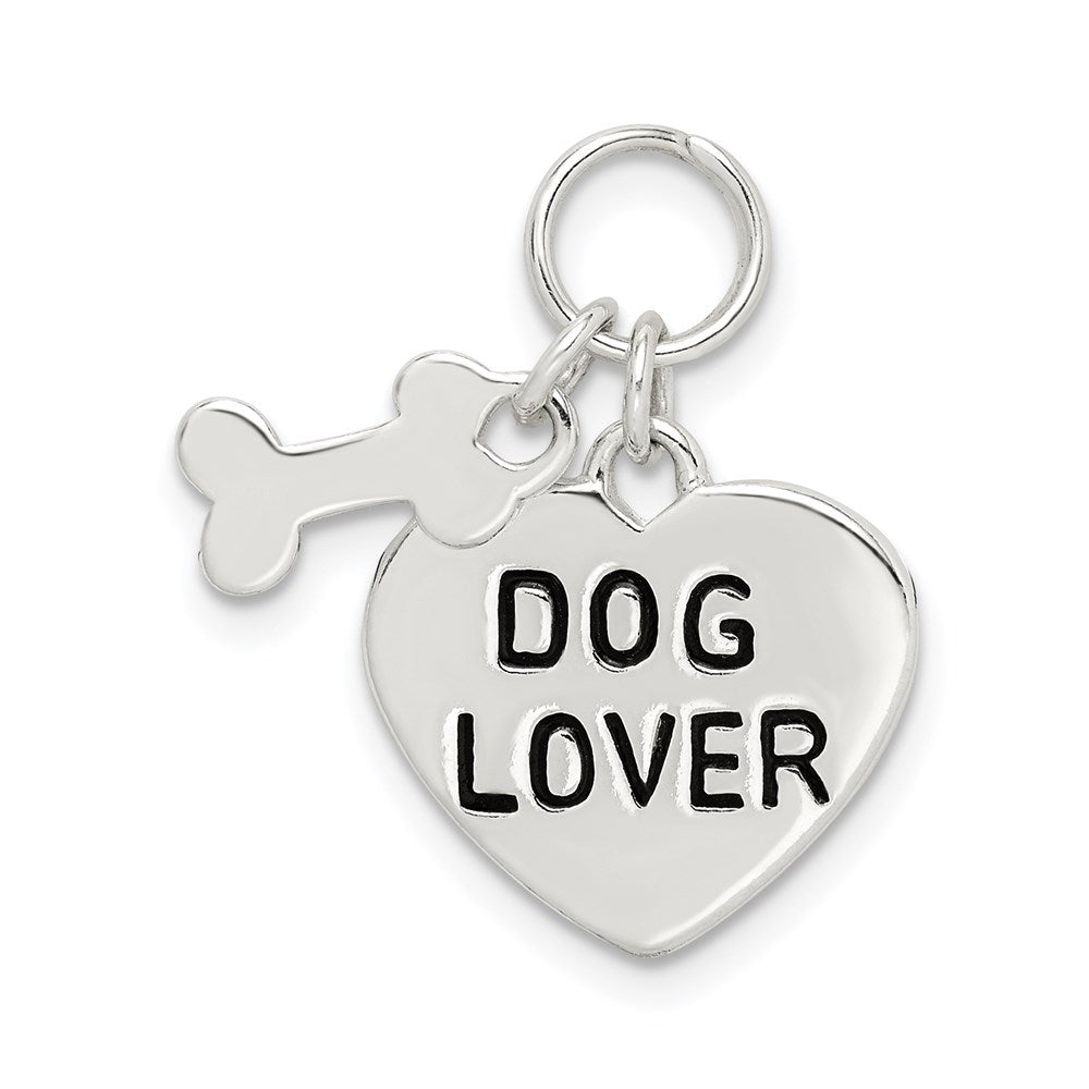 Sterling Silver Dog Lover Pendant, 23 x 15 mm