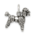 Sterling Silver Antiqued Poodle Charm, 22 x 17 mm