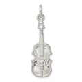 Sterling Silver Violin Charm, 34 x 10 mm