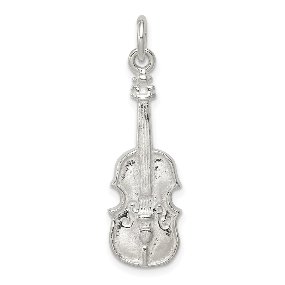 Sterling Silver Violin Charm, 34 x 10 mm