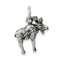 Sterling Silver Antiqued Moose Charm, 15 x 15 mm