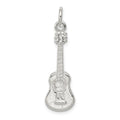 Sterling Silver Guitar Charm, 28 x 9 mm