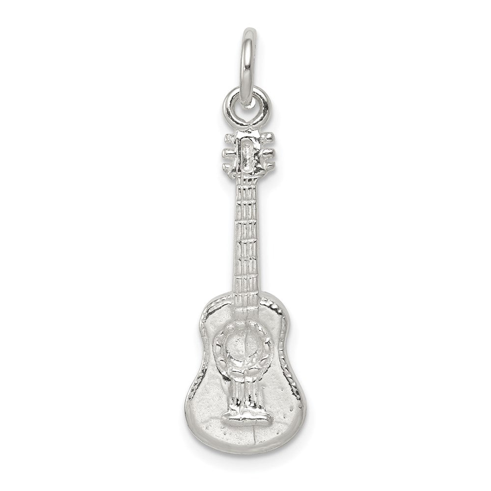 Sterling Silver Guitar Charm, 28 x 9 mm