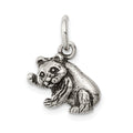 Sterling Silver Antiqued Panda Bear Charm, 12 x 14 mm