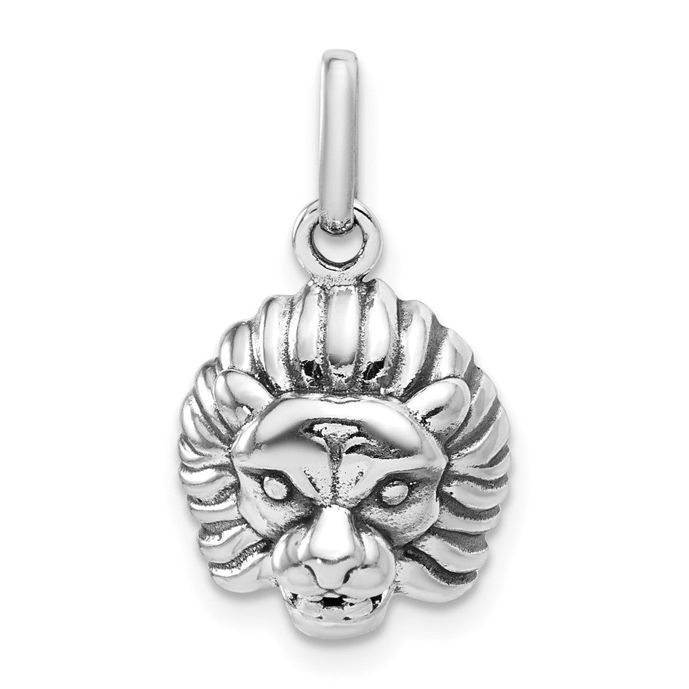 Sterling Silver Antiqued Lion Charm, 22 x 12 mm