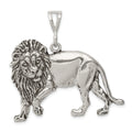 Sterling Silver Antiqued Lion Charm, 30 x 47 mm