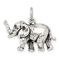 Sterling Silver Antiqued Elephant Charm, 19 x 24 mm