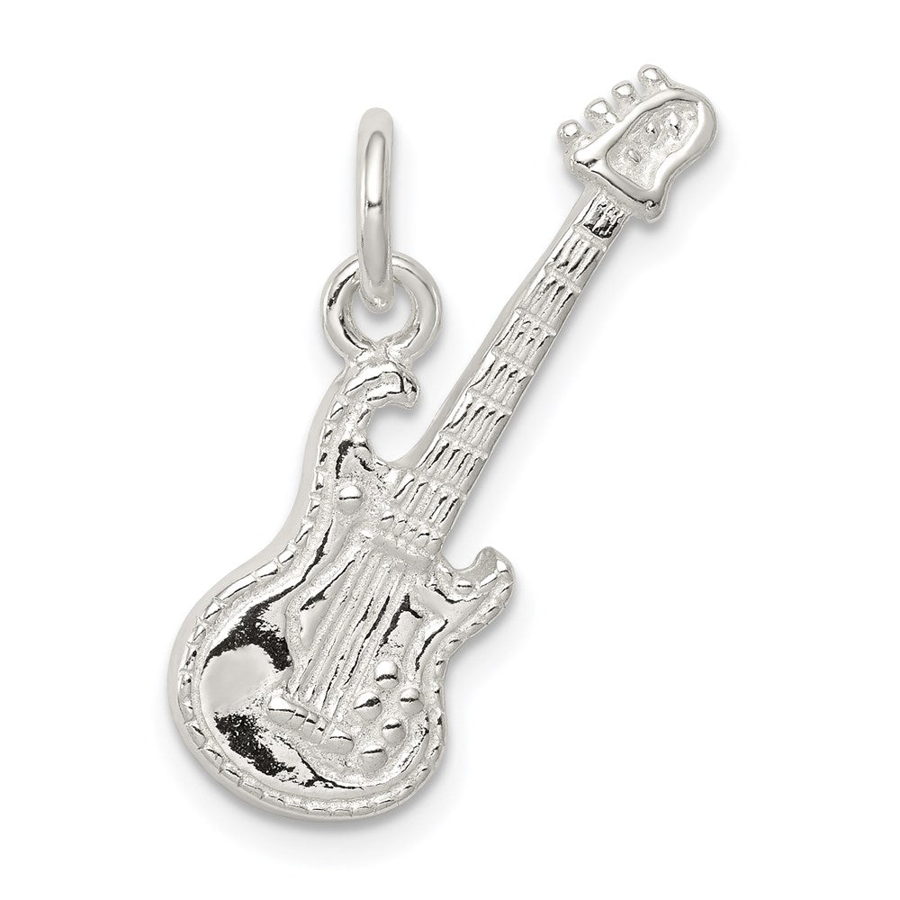Sterling Silver Electric Guitar Charm, 23 x 10 mm