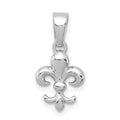 Sterling Silver Rhodium Plated Fleur de lis Pendant, 13 x 9 mm