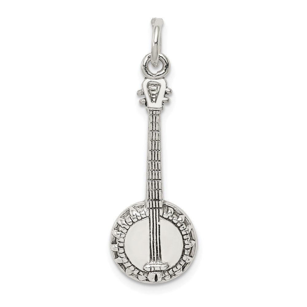 Sterling Silver Banjo Charm, 32 x 11 mm