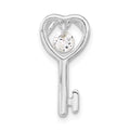 Sterling Silver CZ Open Key Pendant, 19.65 x 9.6 mm
