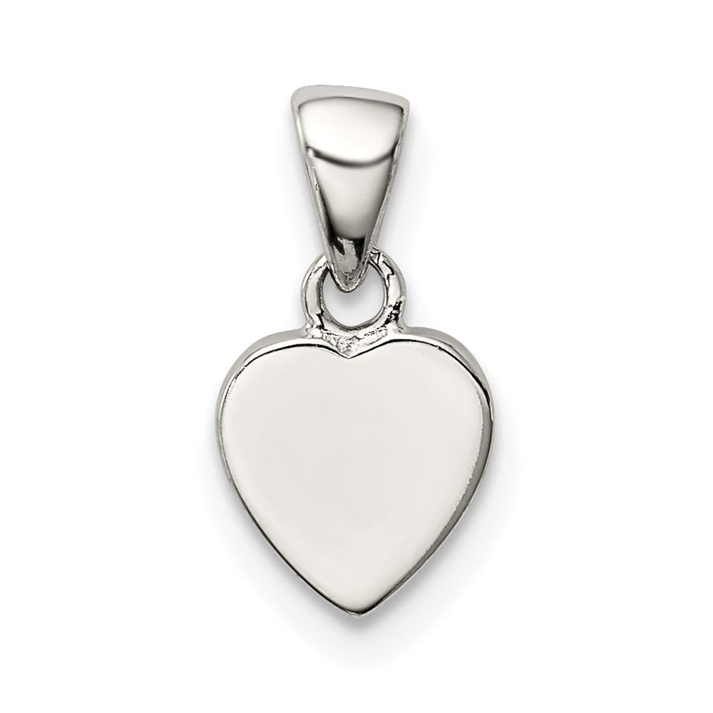 Sterling Silver Rhodium-plated Polished Heart Pendant, 12.5 x 6.6 mm