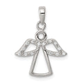Sterling Silver Rhodium-plated Angel w/ CZ Wings Pendant, 22 x 16 mm