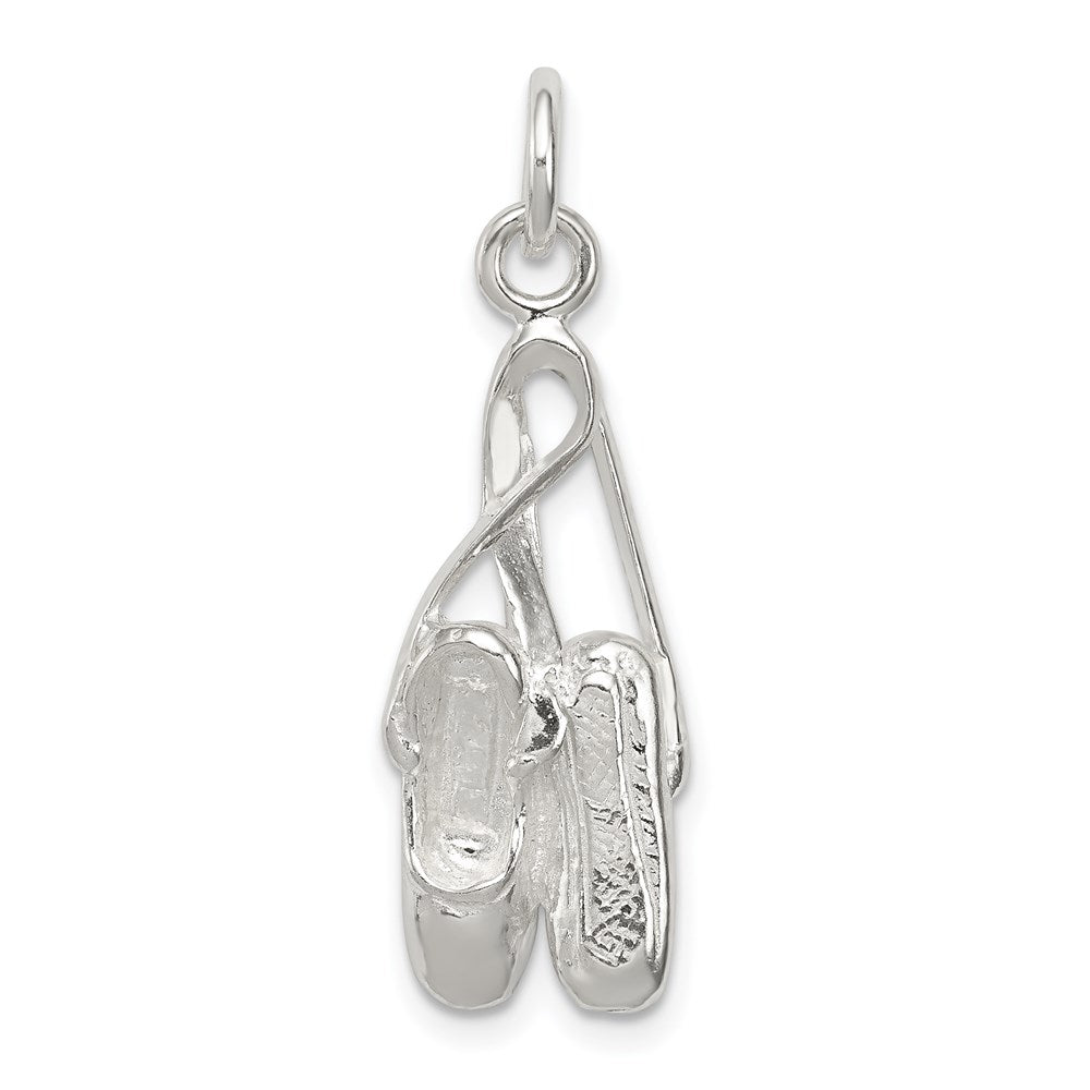 Sterling Silver Ballet Slippers Charm, 31 x 10 mm