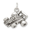 Sterling Silver Antiqued Go Kart Racer Charm, 17 x 21 mm
