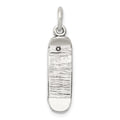 Sterling Silver Antiqued Skateboard Charm, 28 x 7 mm