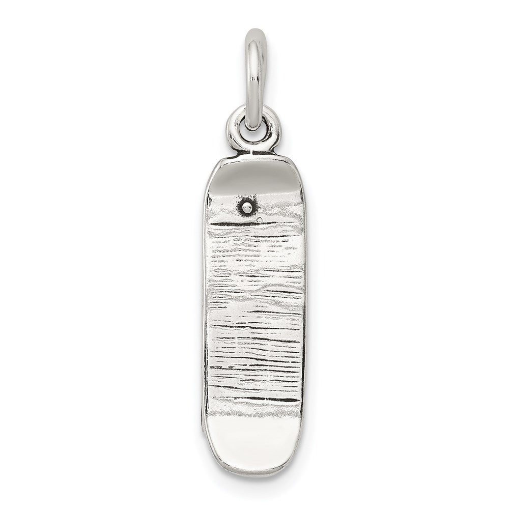 Sterling Silver Antiqued Skateboard Charm, 28 x 7 mm