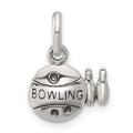 Sterling Silver Antiqued Bowling Ball and Pins Charm, 19 x 13 mm
