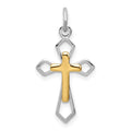 Sterling Silver Platinum-plated & Vermeil Cross Pendant, 25.98 x 12.93 mm