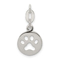 Sterling Silver Round Paw Print Pendant, 23.42 x 11.2 mm