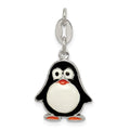 Sterling Silver Enamel Penguin Pendant, 26.75 x 13.47 mm