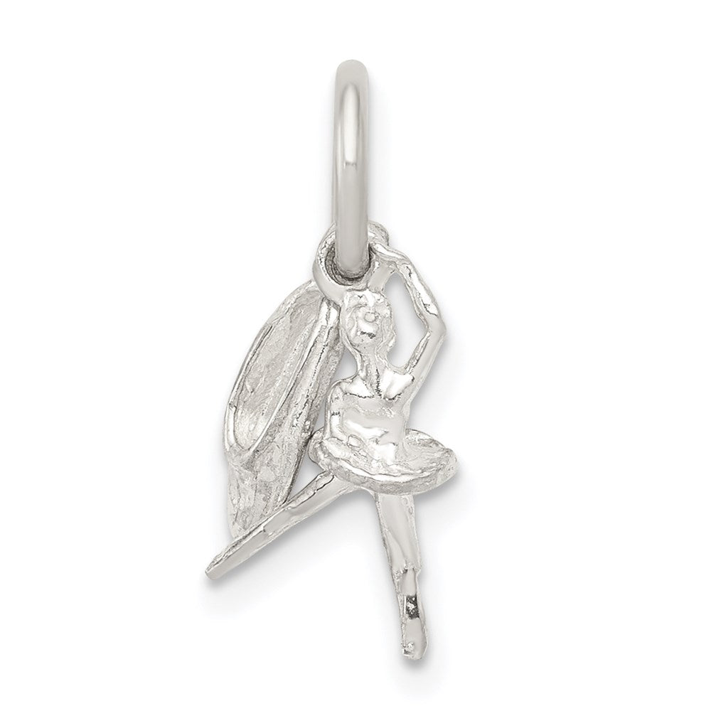 Sterling Silver Ballerina with Shoe Charm, 12 x 4 mm