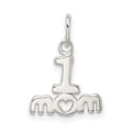 Sterling Silver Polished #1 MOM Charm, 11 mm
