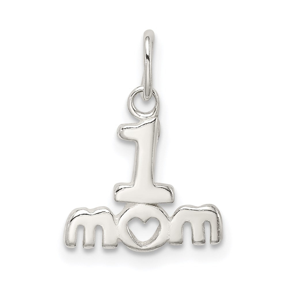Sterling Silver Polished #1 MOM Charm, 11 mm