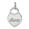 Sterling Silver Polished MOM Heart Charm, 16.8 mm