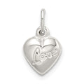 Sterling Silver Polished LOVE Reversible Puff Heart Charm, 9.8 mm