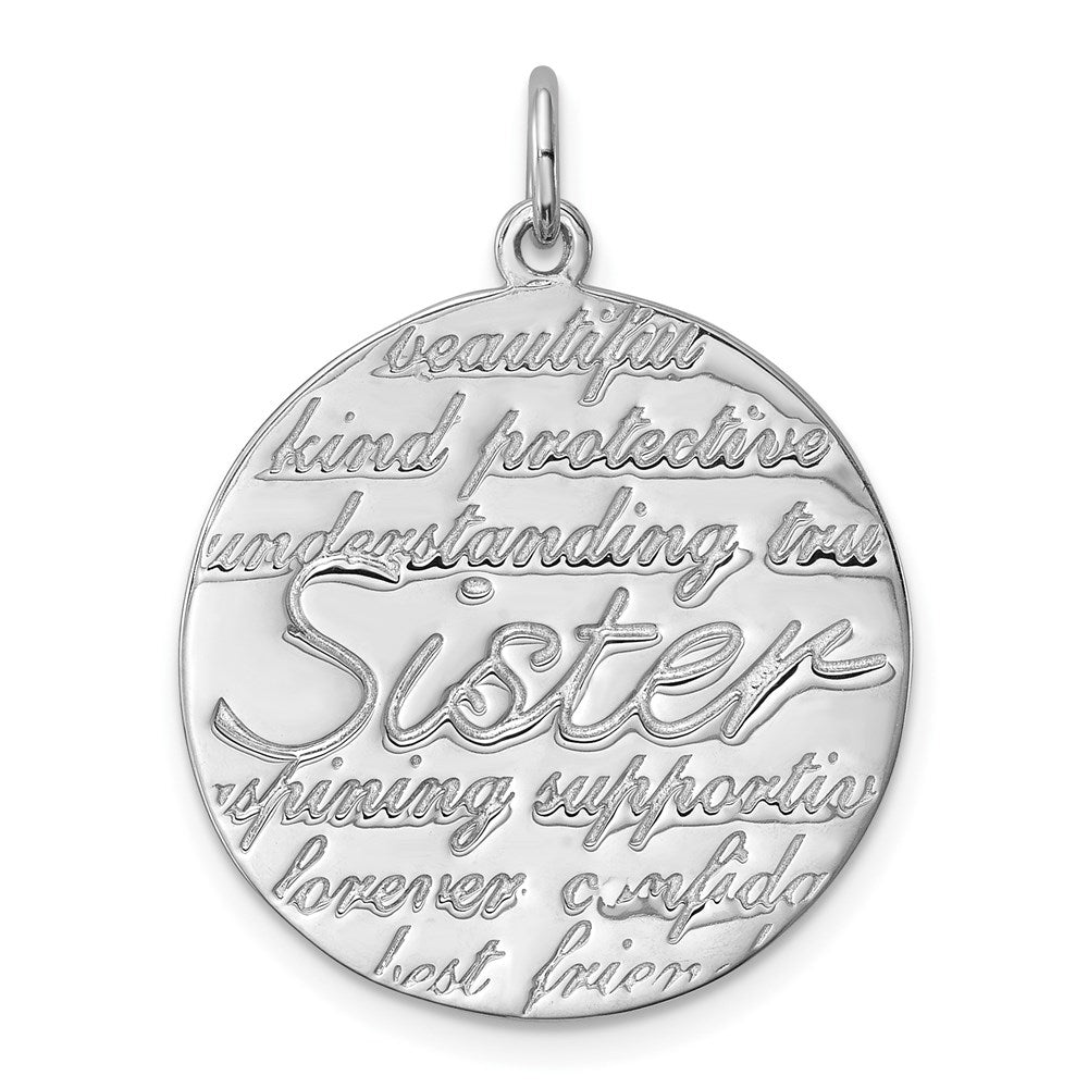 Sterling Silver Rhodium-plated Sister Pendant, 21.2 mm