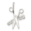 Sterling Silver Comb & Scissors Charm, 23 x 15 mm