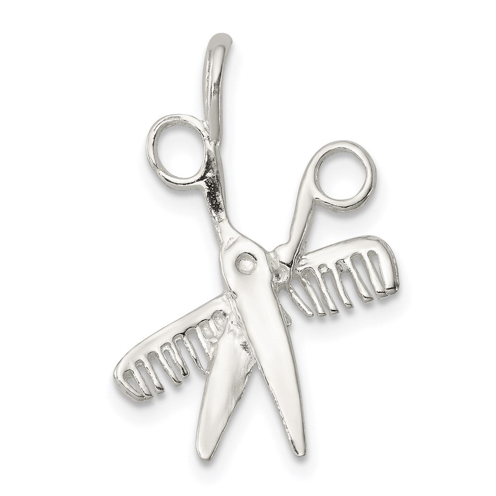 Sterling Silver Comb & Scissors Charm, 23 x 15 mm