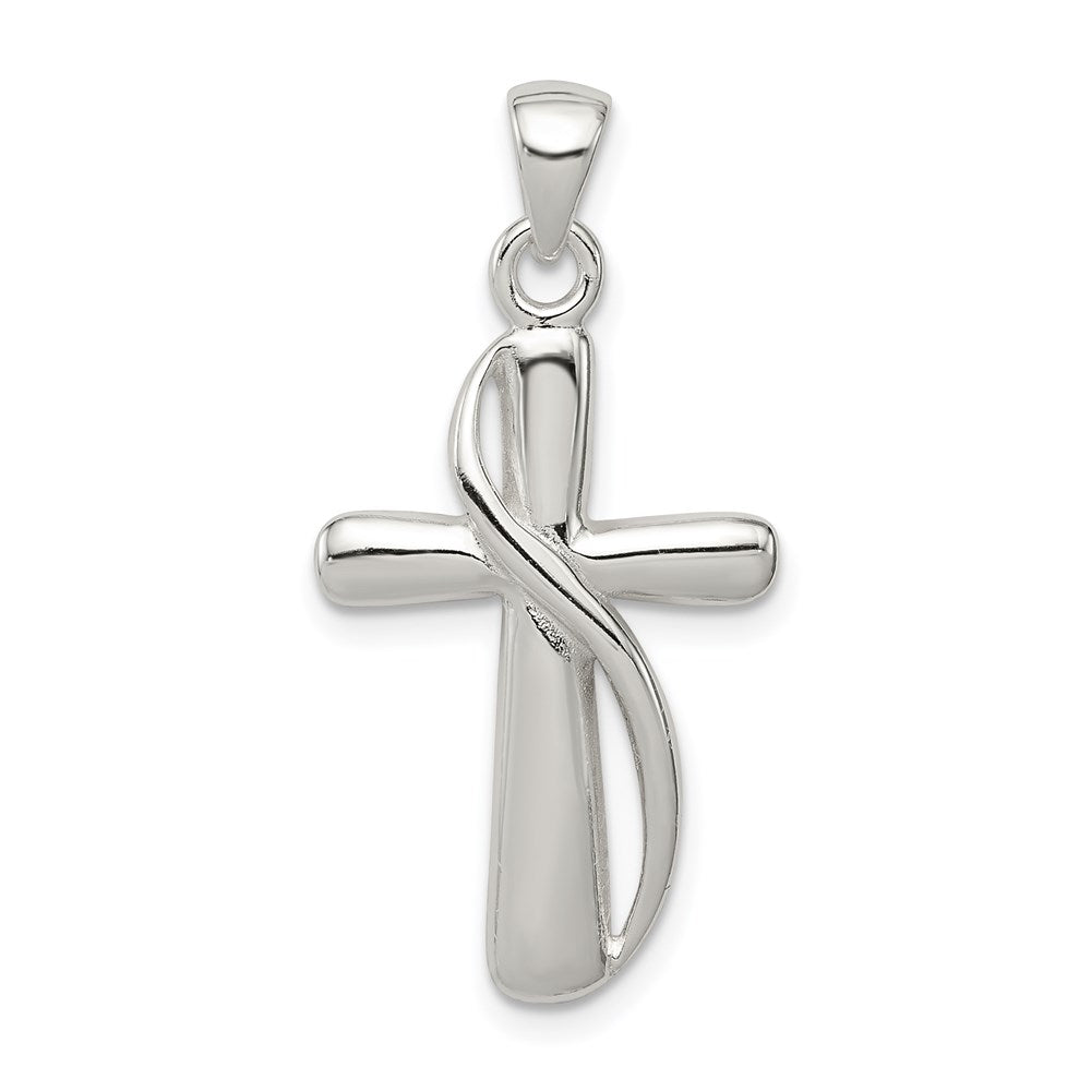 Sterling Silver Polished Cross Pendant, 22.9 x 15.5 mm