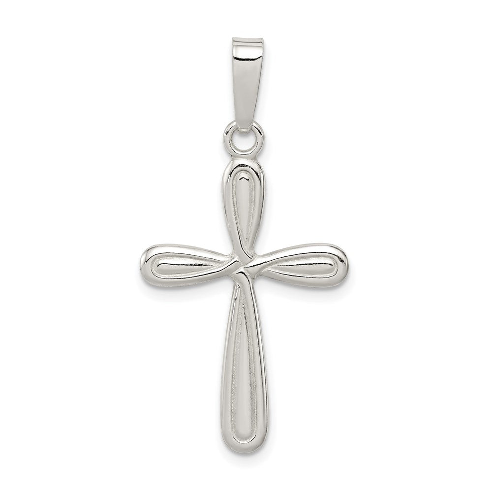 Sterling Silver Polished Latin Cross Pendant, 30 x 18 mm