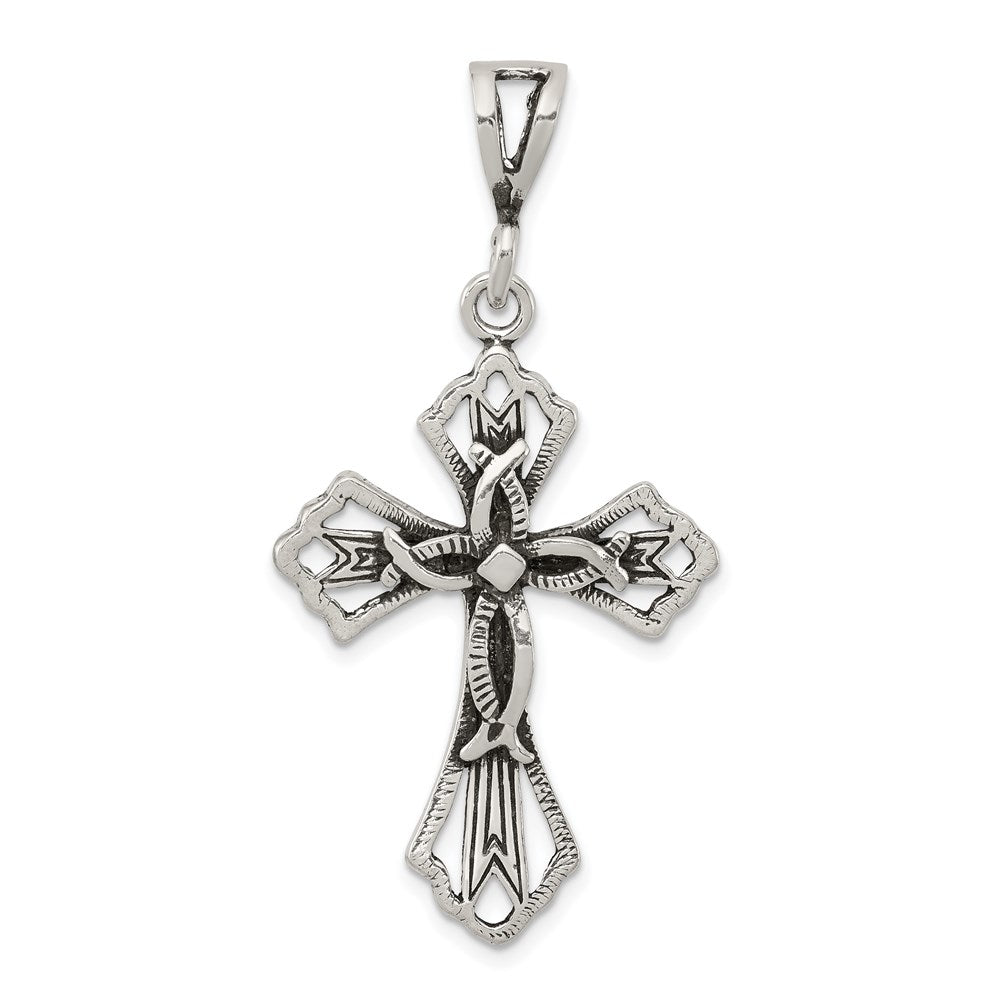 Sterling Silver Antiqued Cross Pendant, 34 x 23.9 mm