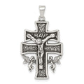 Sterling Silver Antiqued Mini Caravaca Crucifix Pendant, 26.4 x 18.85 mm