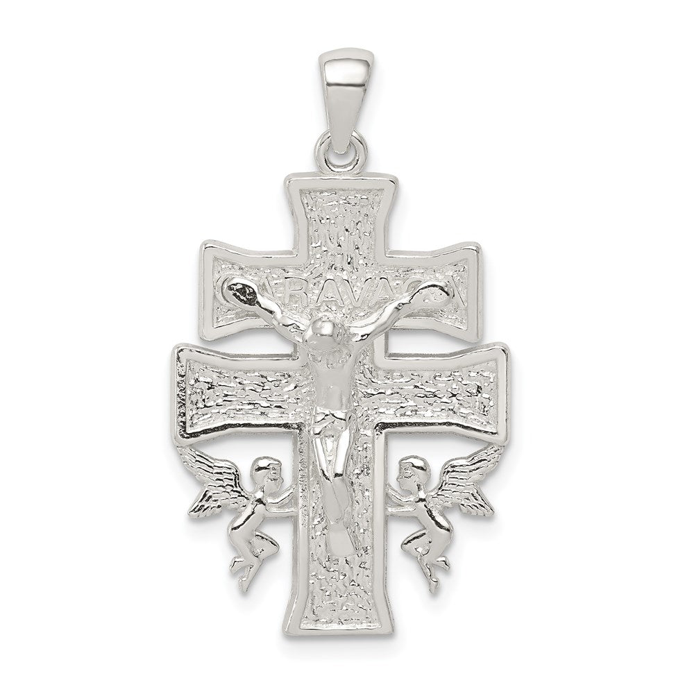Sterling Silver Polished Mini Caravaca Crucifix Pendant, 26.4 x 18.85 mm