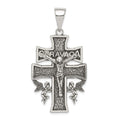 Sterling Silver Antiqued Large Caravaca INRI Crucifix Cross Pendant, 37.51 x 26.5 mm