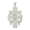 Sterling Silver Polished Large Caravaca INRI Crucifix Cross Pendant, 37.51 x 26.5 mm