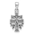 Sterling Silver Antiqued Mini INRI Crucifix Pendant, 16 x 11.6 mm