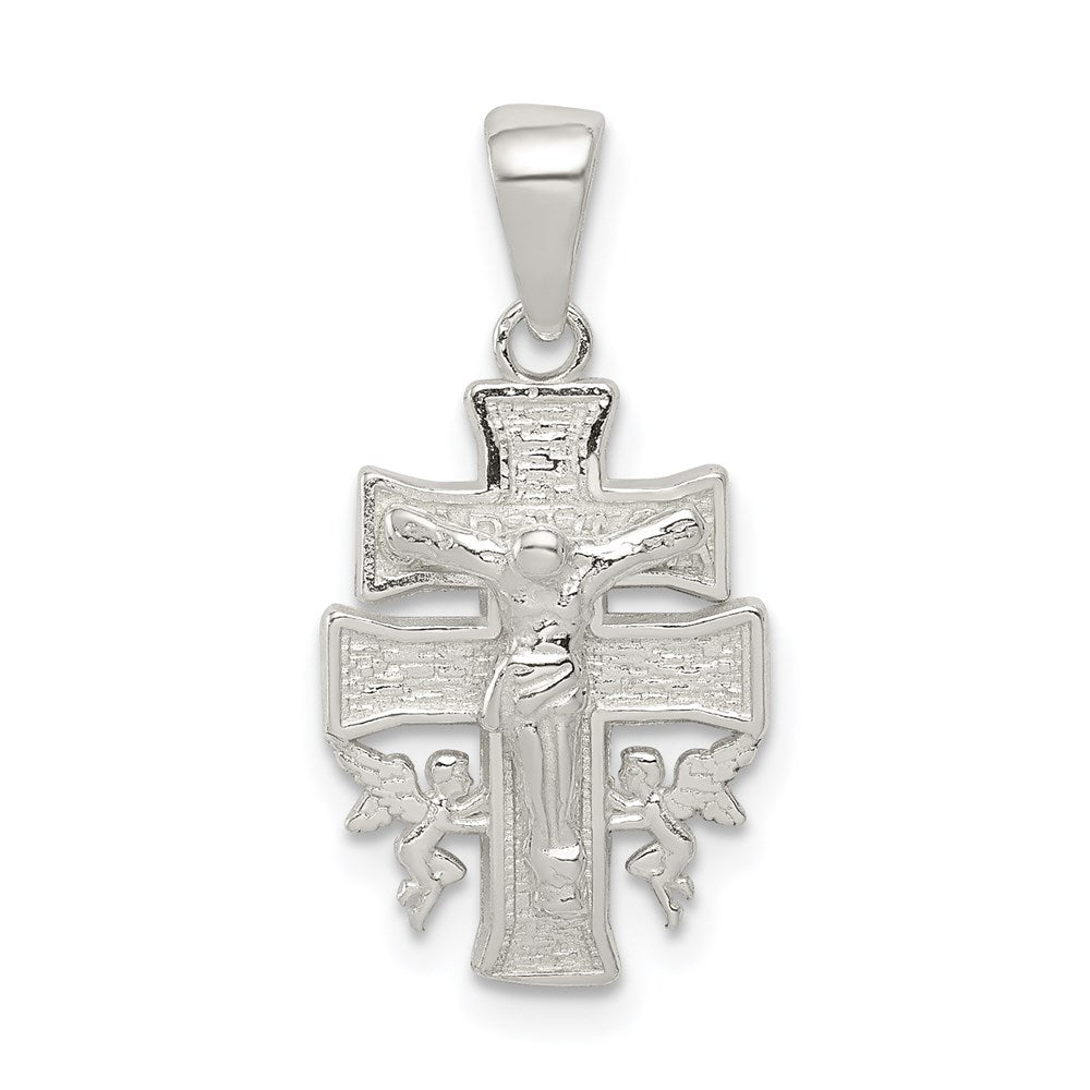 Sterling Silver Polished Mini INRI Crucifix Pendant, 16 x 11.6 mm