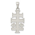 Sterling Silver Polished Caravaca Double Cross w/Angels Crucifix Pendant, 20.63 x 12.4 mm