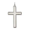 Sterling Silver Oxidized Cross w/ Prayer on Back Pendant, 39.18 x 25.16 mm